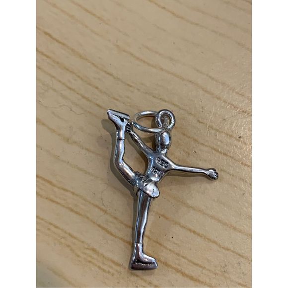 .925 Ice Skater Sterling Silver Jewelry Charm - Picture 2 of 3